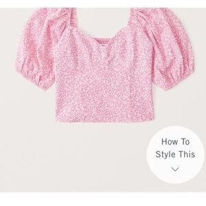 Abercrombie & Fitch Pink Floral Puff Sleeve Top